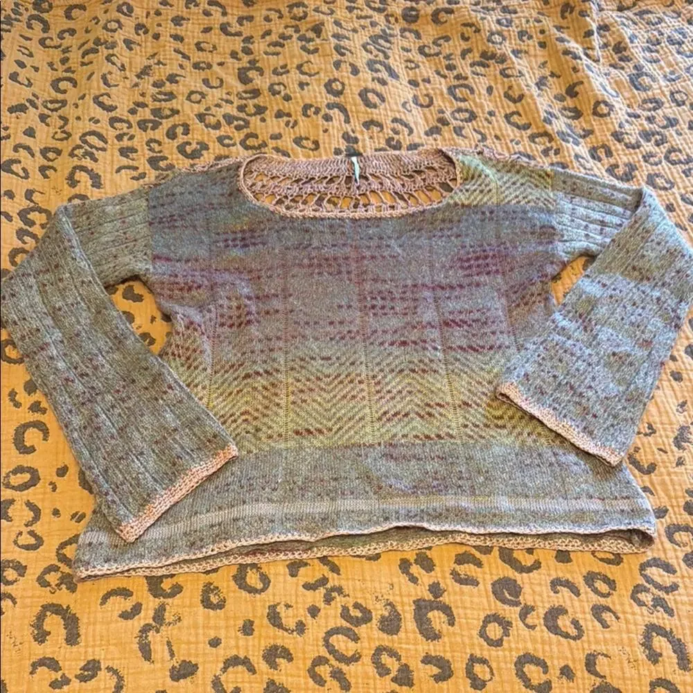 Free people morning bell crochet mohair sweater size S - Picture 6 of 10